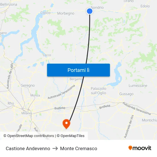 Castione Andevenno to Monte Cremasco map