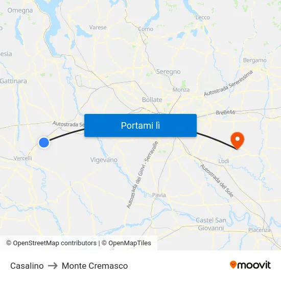 Casalino to Monte Cremasco map