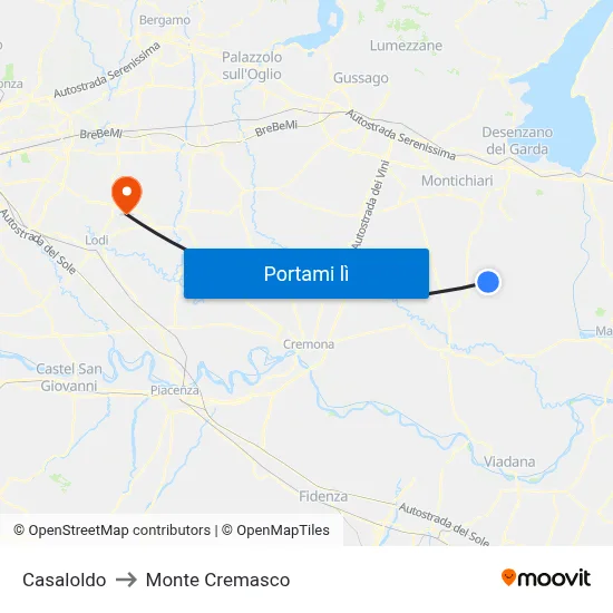 Casaloldo to Monte Cremasco map