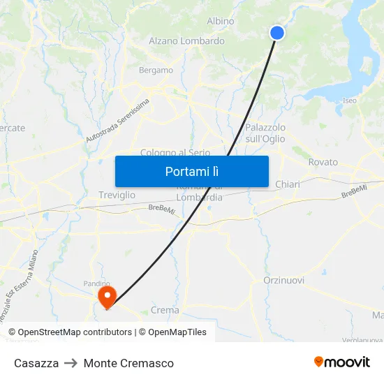 Casazza to Monte Cremasco map