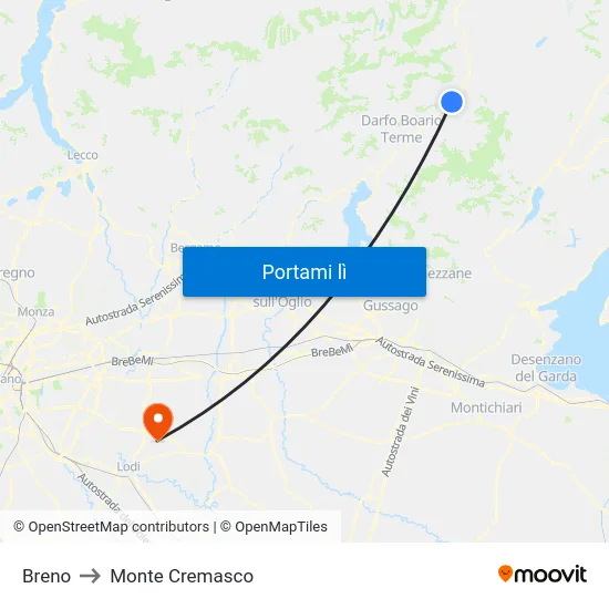 Breno to Monte Cremasco map