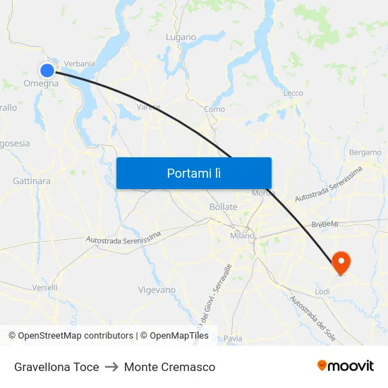Gravellona Toce to Monte Cremasco map