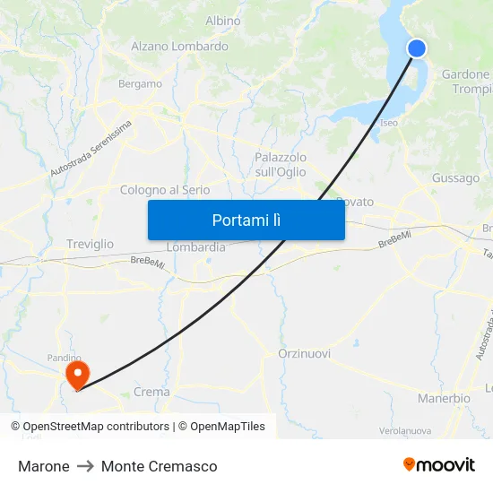 Marone to Monte Cremasco map