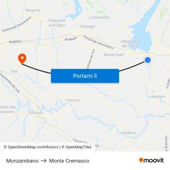 Monzambano to Monte Cremasco map
