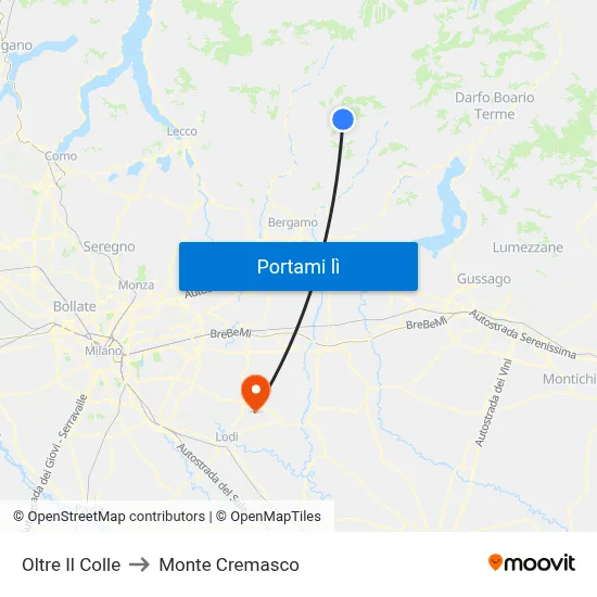 Oltre Il Colle to Monte Cremasco map