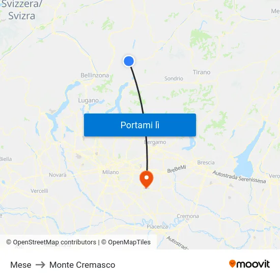 Mese to Monte Cremasco map