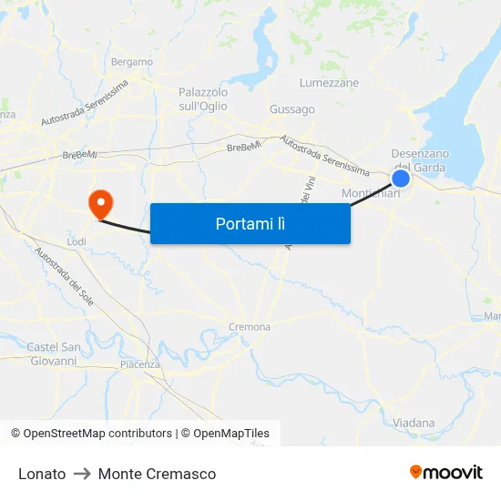 Lonato to Monte Cremasco map