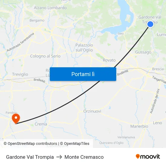 Gardone Val Trompia to Monte Cremasco map