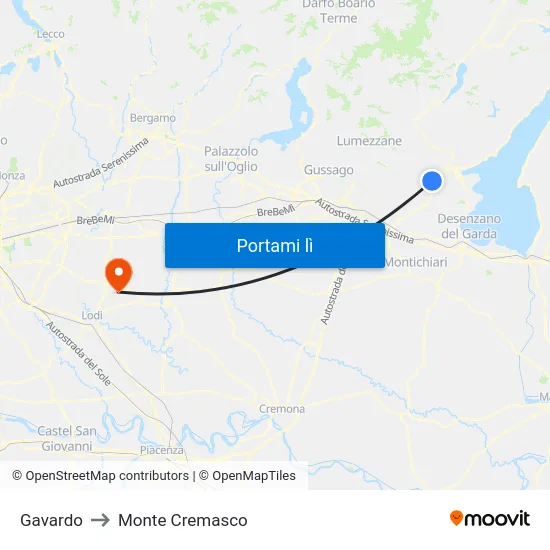Gavardo to Monte Cremasco map