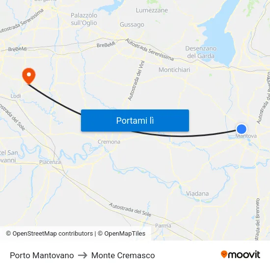 Porto Mantovano to Monte Cremasco map