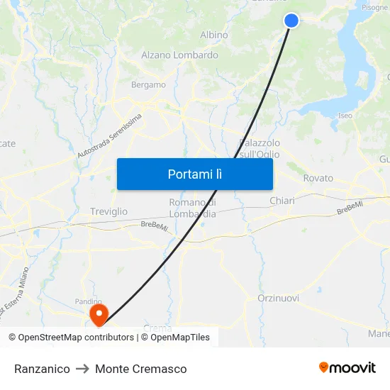 Ranzanico to Monte Cremasco map