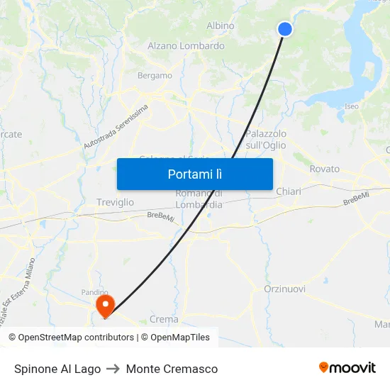 Spinone Al Lago to Monte Cremasco map