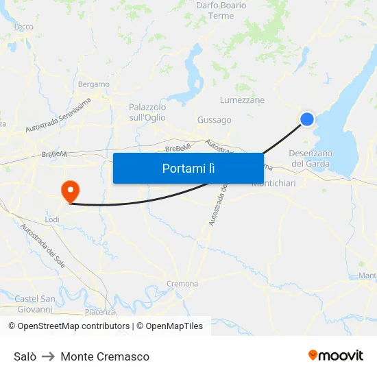 Salò to Monte Cremasco map