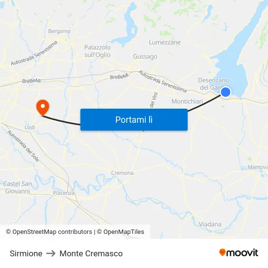 Sirmione to Monte Cremasco map