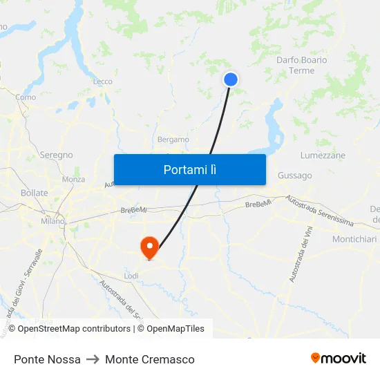 Ponte Nossa to Monte Cremasco map