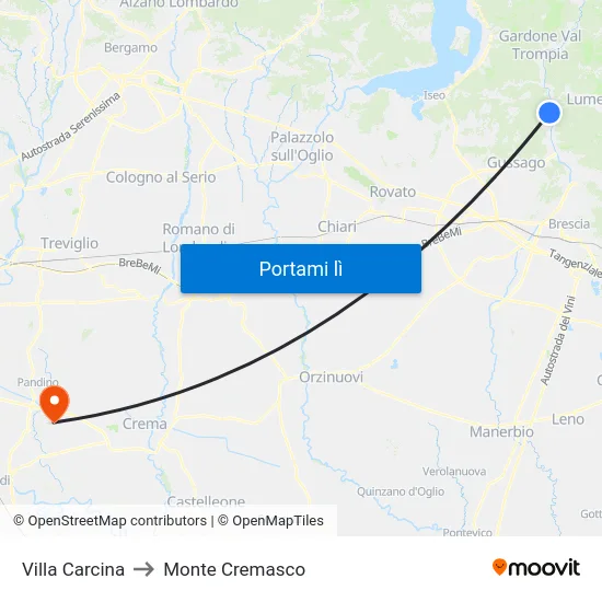 Villa Carcina to Monte Cremasco map