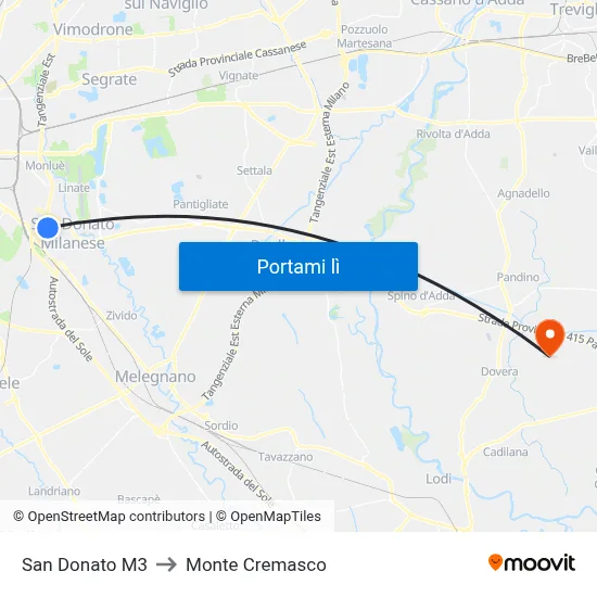 San Donato M3 to Monte Cremasco map