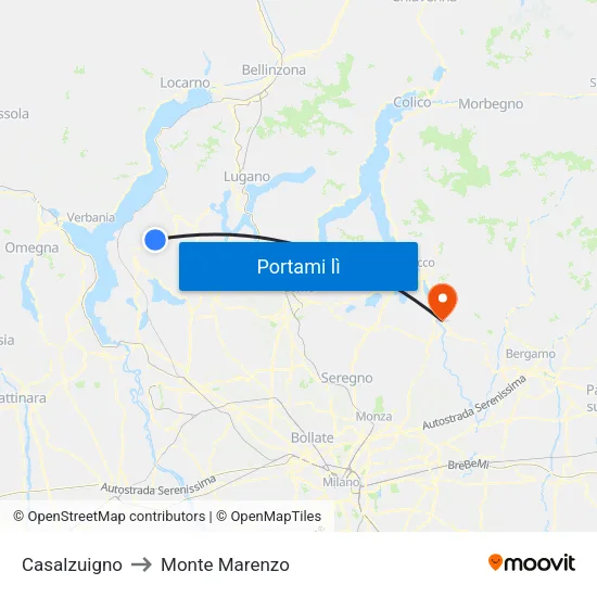 Casalzuigno to Monte Marenzo map