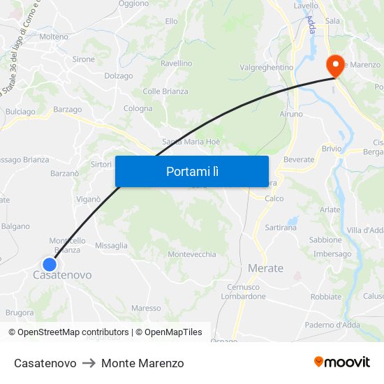 Casatenovo to Monte Marenzo map