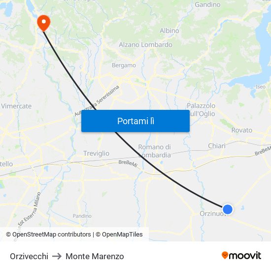 Orzivecchi to Monte Marenzo map