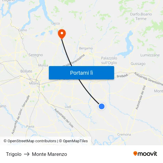 Trigolo to Monte Marenzo map