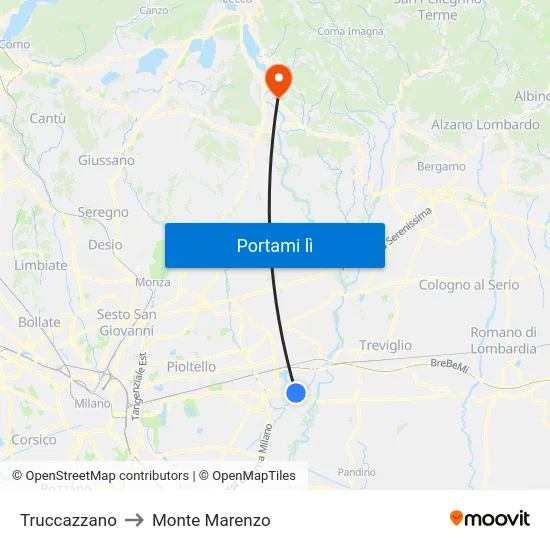 Truccazzano to Monte Marenzo map