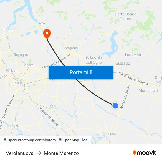 Verolanuova to Monte Marenzo map