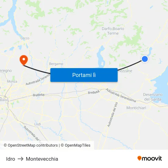Idro to Montevecchia map