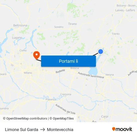 Limone Sul Garda to Montevecchia map