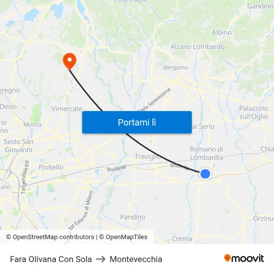 Fara Olivana Con Sola to Montevecchia map