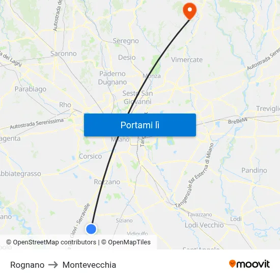 Rognano to Montevecchia map