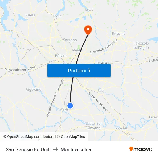 San Genesio Ed Uniti to Montevecchia map