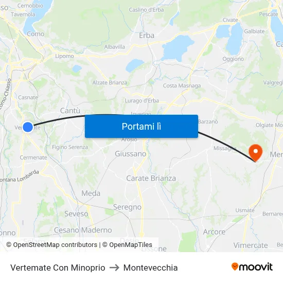 Vertemate Con Minoprio to Montevecchia map