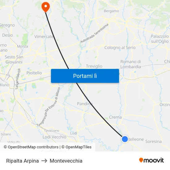 Ripalta Arpina to Montevecchia map