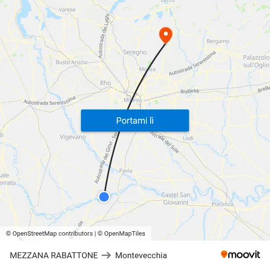 MEZZANA RABATTONE to Montevecchia map