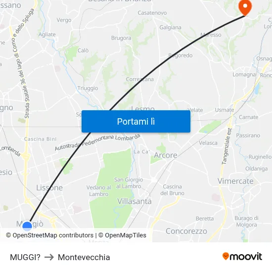 MUGGI? to Montevecchia map