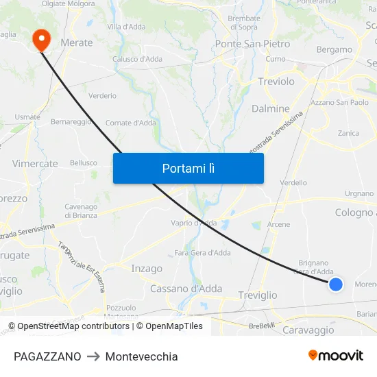 PAGAZZANO to Montevecchia map