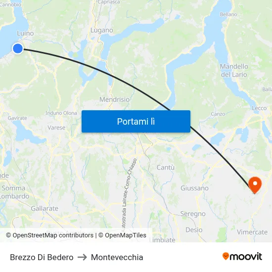 Brezzo Di Bedero to Montevecchia map