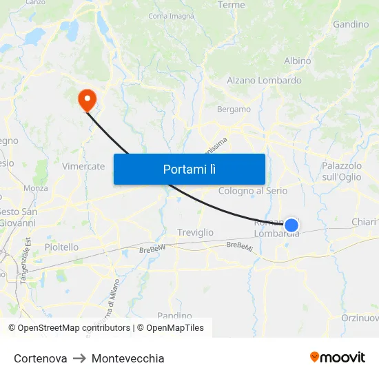 Cortenova to Montevecchia map