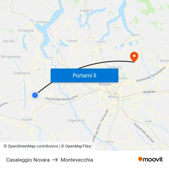 Casaleggio Novara to Montevecchia map