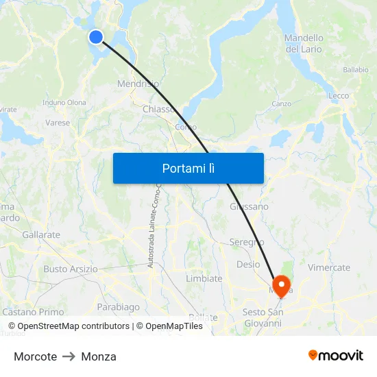 Morcote to Monza map