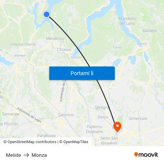 Melide to Monza map