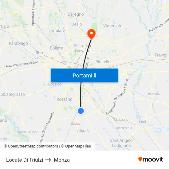 Locate Di Triulzi to Monza map