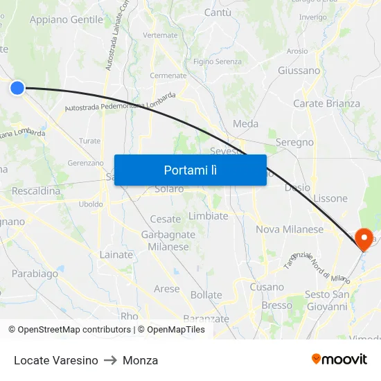 Locate Varesino to Monza map