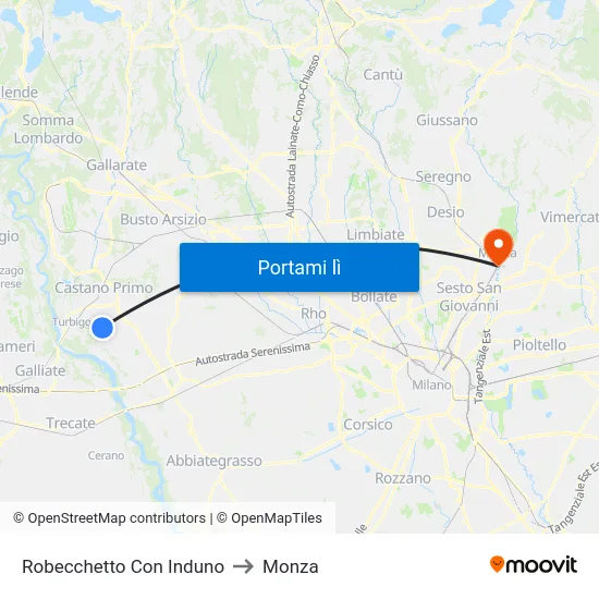 Robecchetto Con Induno to Monza map