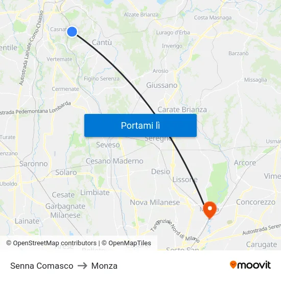 Senna Comasco to Monza map