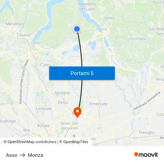 Asso to Monza map