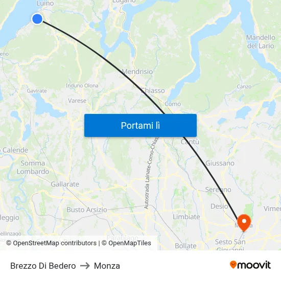 Brezzo Di Bedero to Monza map