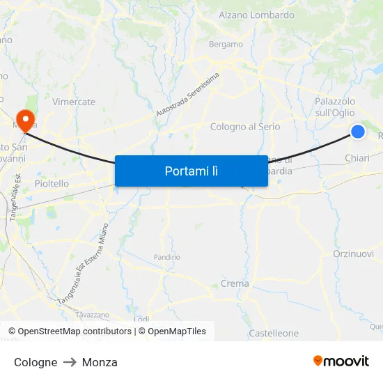 Cologne to Monza map