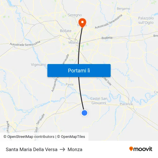 Santa Maria Della Versa to Monza map
